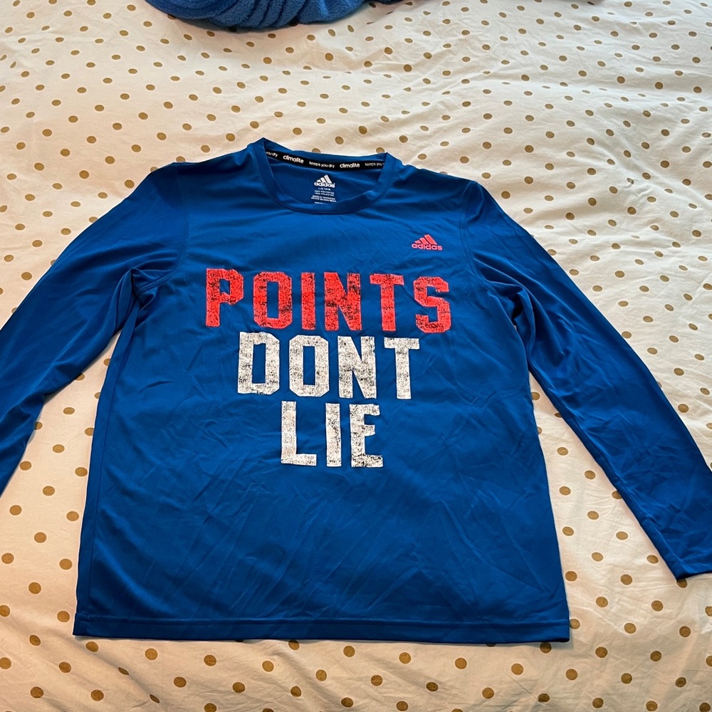 adidas Blue Long Sleeve Tee with Red & White Graphic Boys 14/16